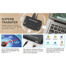 USB 3.0 a SATA/IDE con convertidor de disco duro universal de 2,5"/3,5" para HDD/SSD y HDD IDE