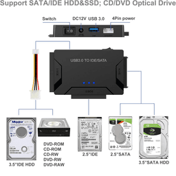 USB 3.0 a SATA/IDE con convertidor de disco duro universal de 2,5"/3,5" para HDD/SSD y HDD IDE