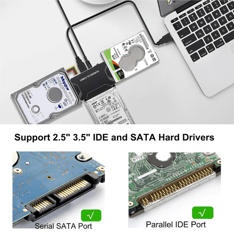 USB 3.0 a SATA/IDE con convertidor de disco duro universal de 2,5"/3,5" para HDD/SSD y HDD IDE