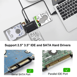 USB 3.0 a SATA/IDE con convertidor de disco duro universal de 2,5"/3,5" para HDD/SSD y HDD IDE