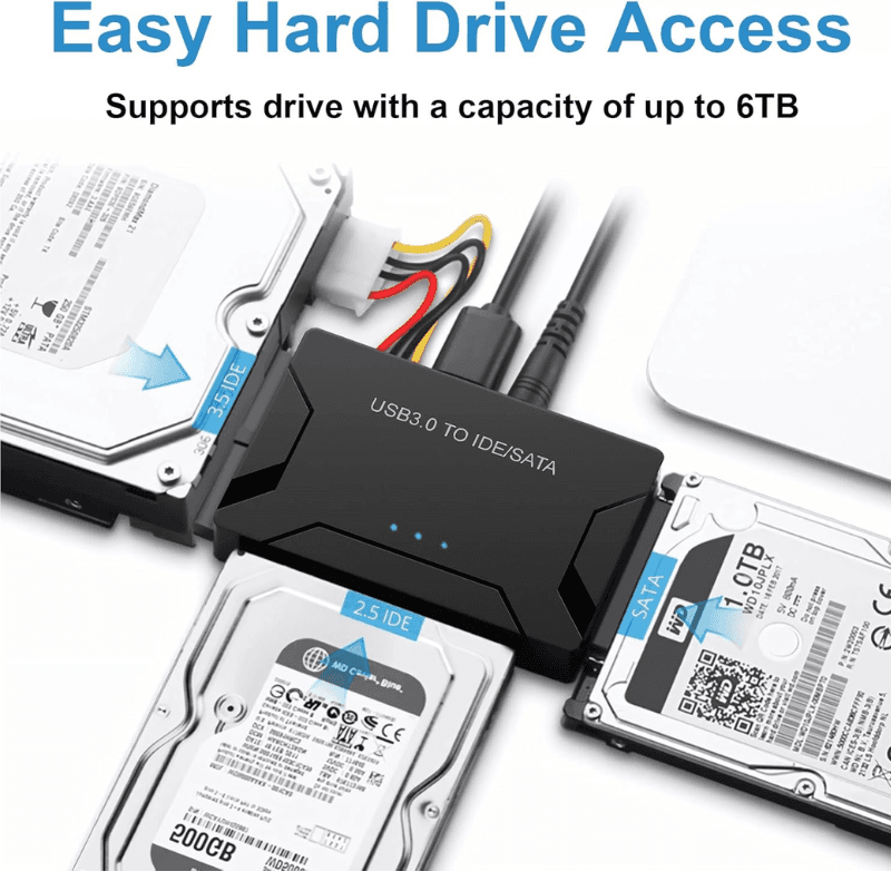 USB 3.0 a SATA/IDE con convertidor de disco duro universal de 2,5"/3,5" para HDD/SSD y HDD IDE
