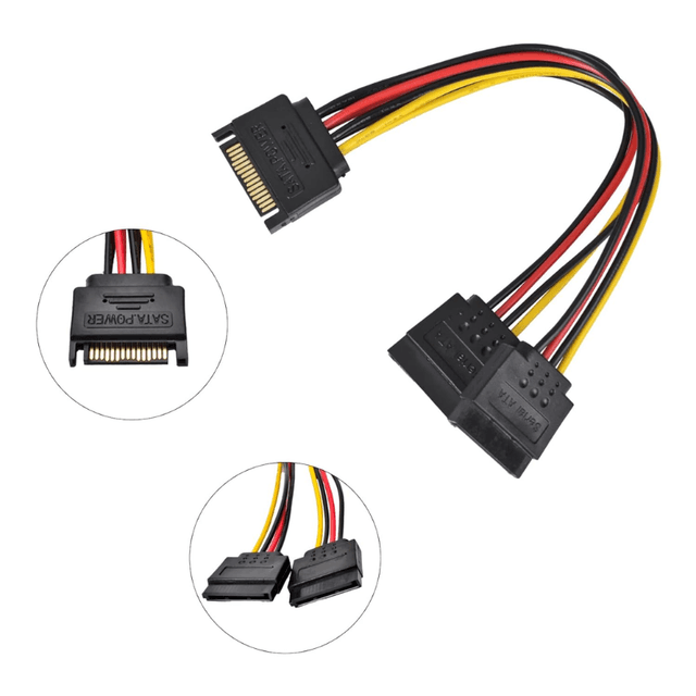 Cable divisor de alimentación SATA de 3, cable de extensión de alimentación SATA de 15 pines
