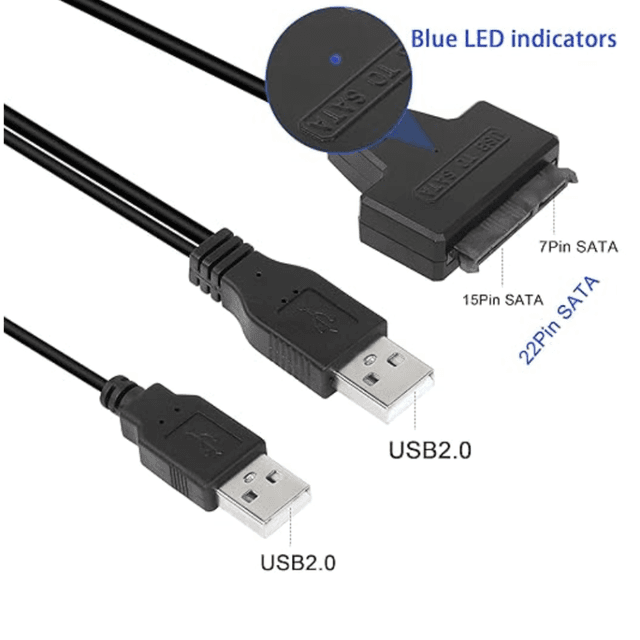 Adaptador de disco duro Cable de conversión de PVC para SSD USB 2.0