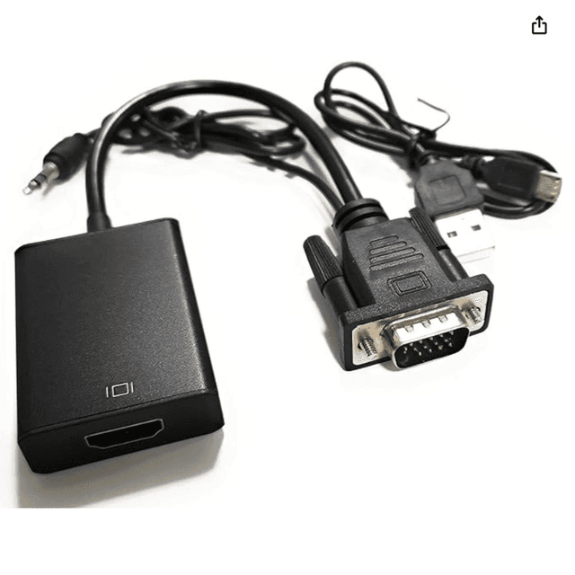 Adaptador VGA macho a HDMI hembra, convertidor adaptador HD con cable de audio para PC HDTV